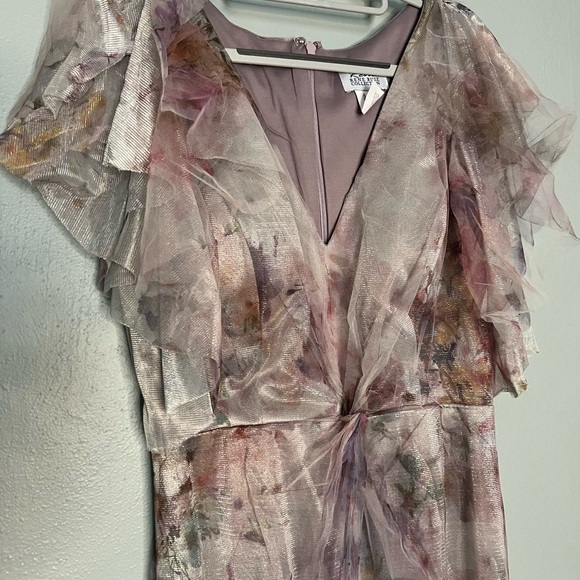 Rene Ruiz‎ Abstract Metallic Ruffle Gown In Pink - Picture 5 of 9